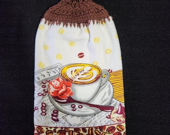 Toalla de mano de café tejida a ganchillo