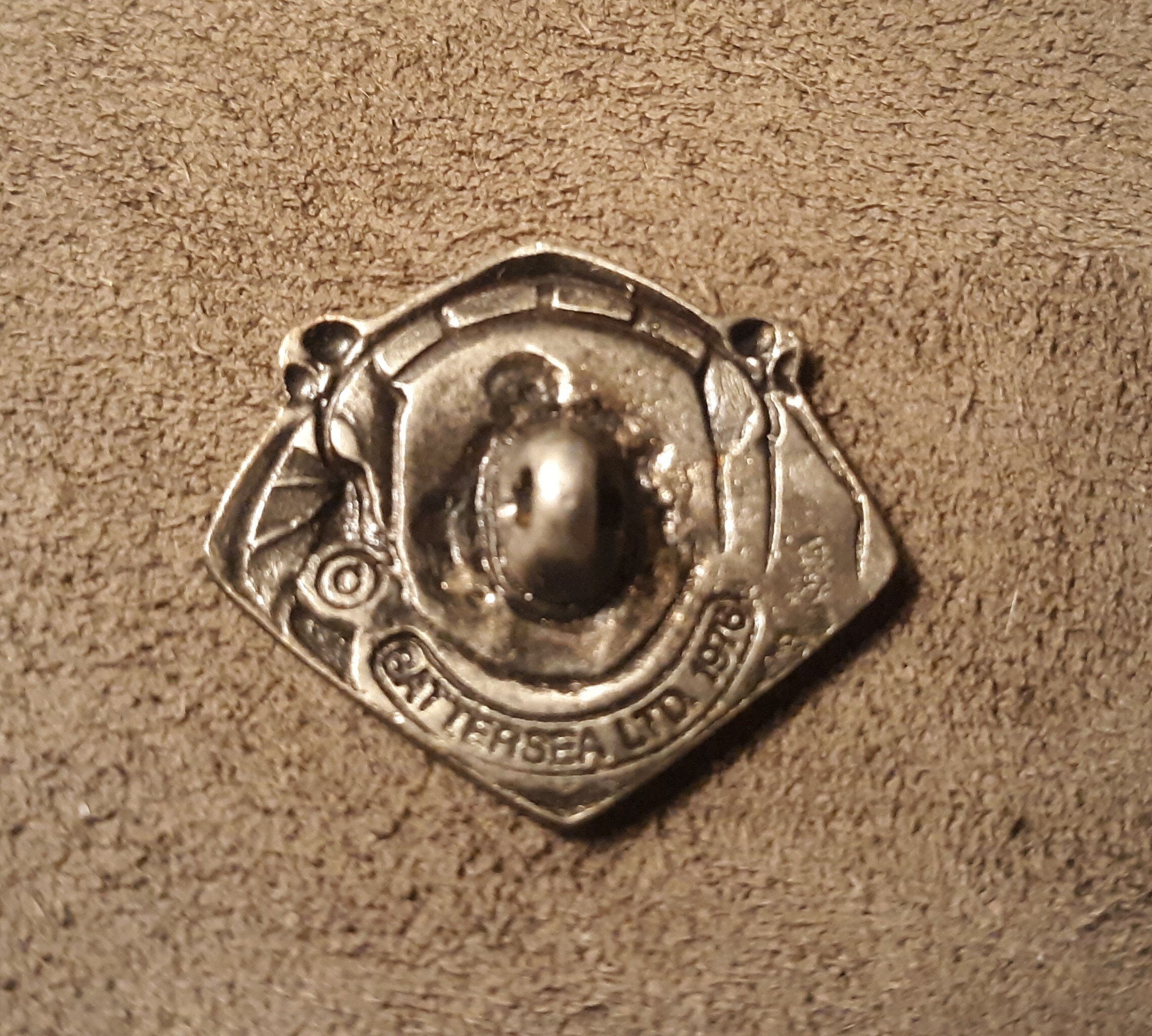 Nine Vintage Pewter Battersea Buttons Art Noveau Picture Woman Set in Original Case 3 Medium & 6