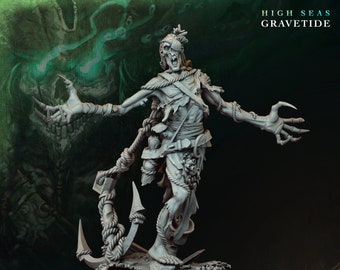 Miniatura de zombi pirata ahogado de DnD para el juego de rol de mesa Dungeons and Dragons Wargaming de Archvillain Games