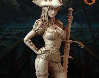 DnD Miniature Pirate Captain miniature for Dungeons and Dragons tabletop RPG Wargaming miniature from SolGood Creations