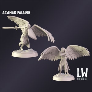 DnD Miniature Aasimar Paladin miniature for Dungeons and Dragons tabletop RPG Wargaming miniature from Lost World Miniatures