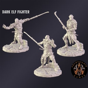 DnD Miniature Dark Elf Fighter  miniature for Dungeons and Dragons tabletop RPG Wargaming miniature from  Archvillain Games