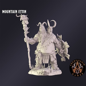 Mountain Ettin Premium Tabletop Game miniature from Archvillain Games, Dungeons and Dragons, Pathfinder
