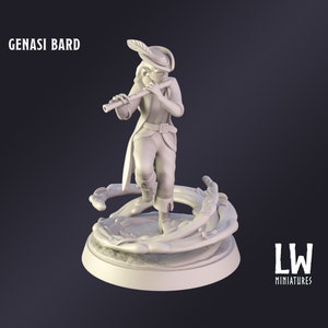 DnD Miniature Genasi Bard miniature for Dungeons and Dragons tabletop RPG Wargaming miniature from Lost World Miniatures