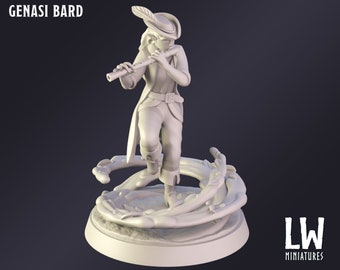 Genasi Bard Premium Tabletop Game miniature from Lost World Miniatures, Dungeons and Dragons, Pathfinder