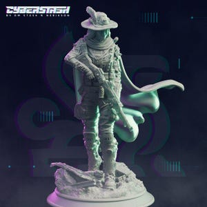 DnD Cyberpunk Miniature Human Ranger Sniper miniature for Dungeons and Dragons tabletop RPG Wargaming miniature from Cyberstash