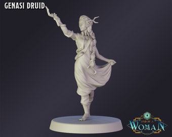 Genasi Druid Premium Tabletop Game miniature from DnD is a Woman, Dungeons and Dragons, Pathfinder