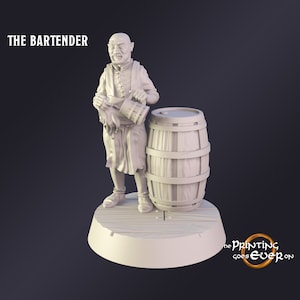 The Bartender Premium Tabletop Game miniature from The Printing Goes Ever On, Dungeons and Dragons, Pathfinder