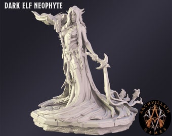 DnD Miniature Dark Elf Neophyte  miniature for Dungeons and Dragons tabletop RPG Wargaming miniature from  Archvillain Games