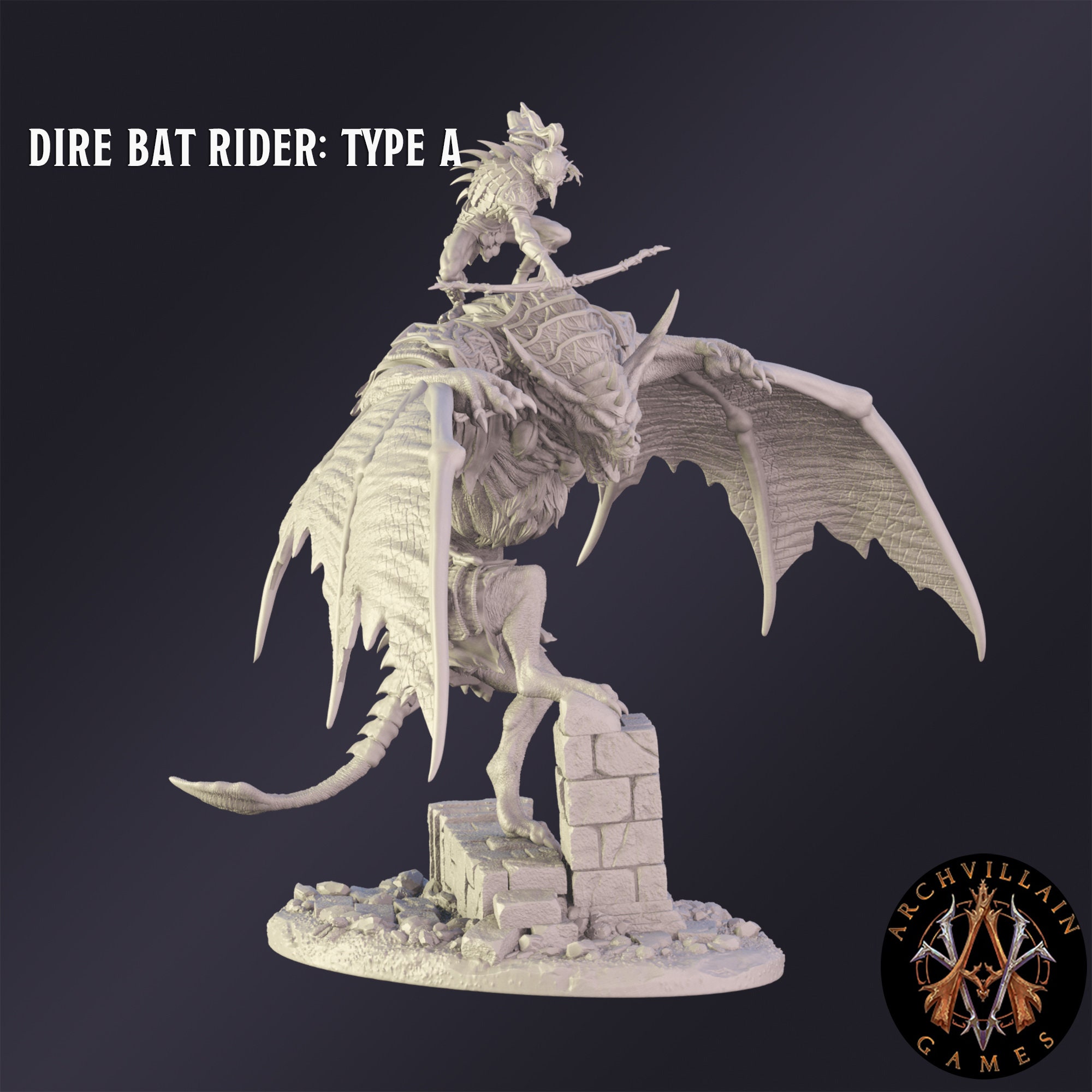 Dnd Miniature Dire Bat Rider Miniature for Dungeons and Dragons ...