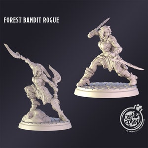 DnD Miniature Forest Bandit Rogue miniature for Dungeons and Dragons tabletop RPG Wargaming miniature from Cast N Play