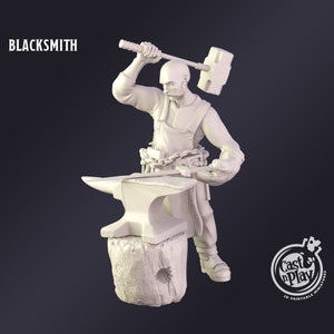 DnD Miniature Blacksmith miniature for Dungeons and Dragons tabletop RPG Wargaming miniature from Cast N Play