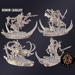 DnD Miniature Demon Cavalry  miniature for Dungeons and Dragons tabletop RPG Wargaming miniature from  Archvillain Games