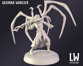 D&D Miniatur Aasimar Hexenmeister Miniatur für Dungeons and Dragons Tabletop RPG Wargaming Miniatur von Lost World Miniatures
