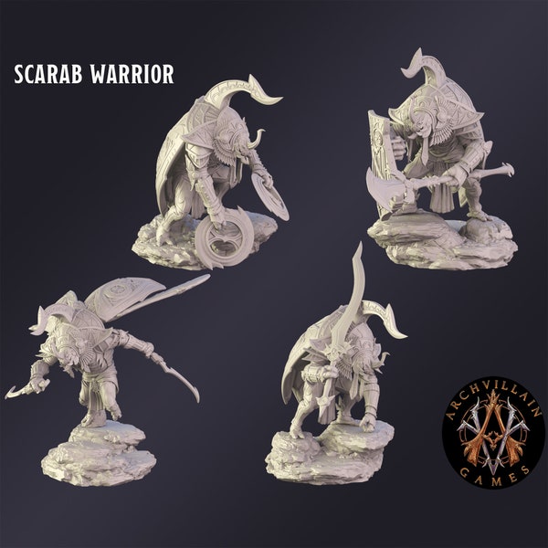 Scarab Warrior Premium Tabletop Game miniature from Archvillain Games, Dungeons and Dragons, Pathfinder