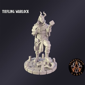Tiefling Warlock Premium Tabletop Game miniature from Archvillain Games, Dungeons and Dragons, Pathfinder