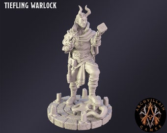 DnD Miniature Tiefling Warlock  miniature for Dungeons and Dragons tabletop RPG Wargaming miniature from  Archvillain Games