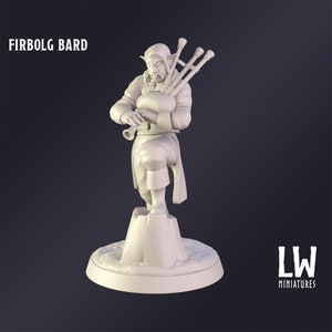 DnD Miniature Firbolg Bard miniature for Dungeons and Dragons tabletop RPG Wargaming miniature from Lost World Miniatures