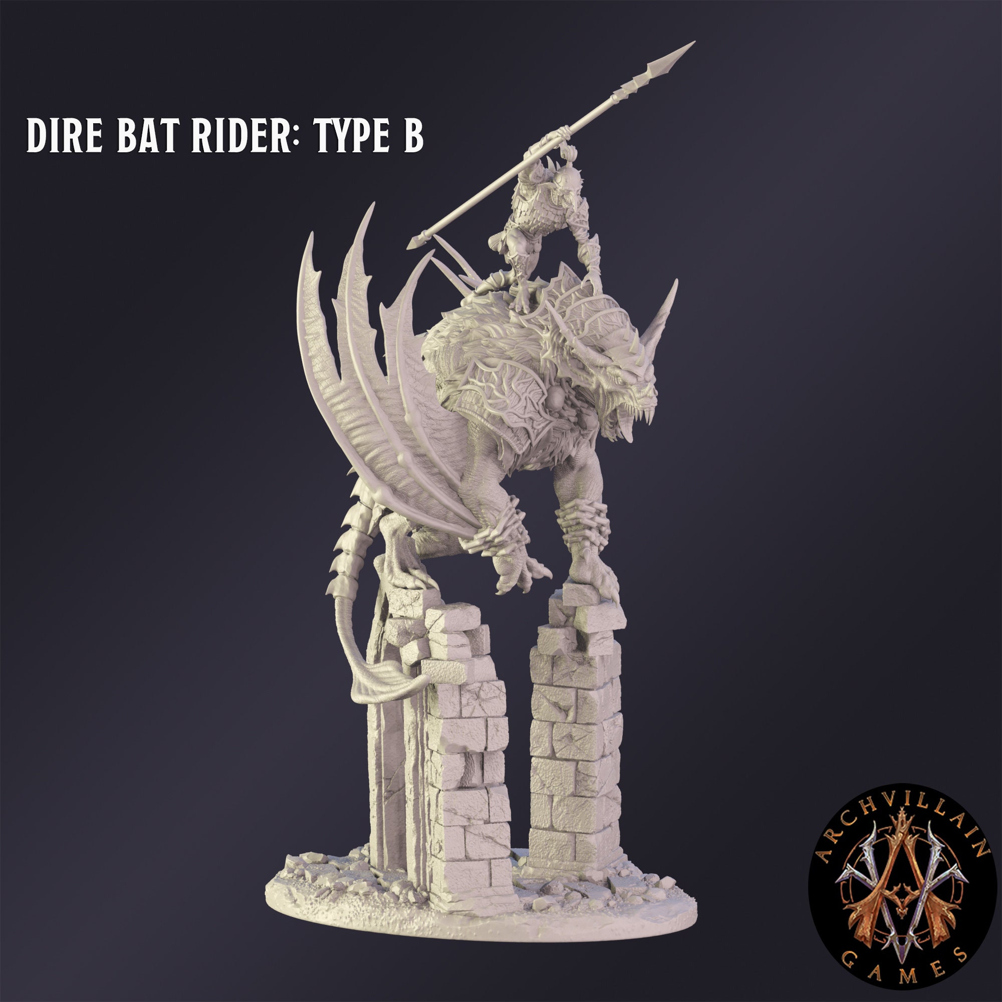 Dnd Miniature Dire Bat Rider Miniature for Dungeons and Dragons ...