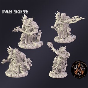DnD Miniature Dwarf Engineer  miniature for Dungeons and Dragons tabletop RPG Wargaming miniature from  Archvillain Games