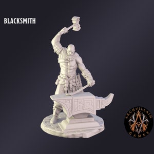DnD Miniature Blacksmith  miniature for Dungeons and Dragons tabletop RPG Wargaming miniature from  Archvillain Games