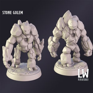 DnD Miniature Stone Golem miniature for Dungeons and Dragons tabletop RPG Wargaming miniature from Lost World Miniatures