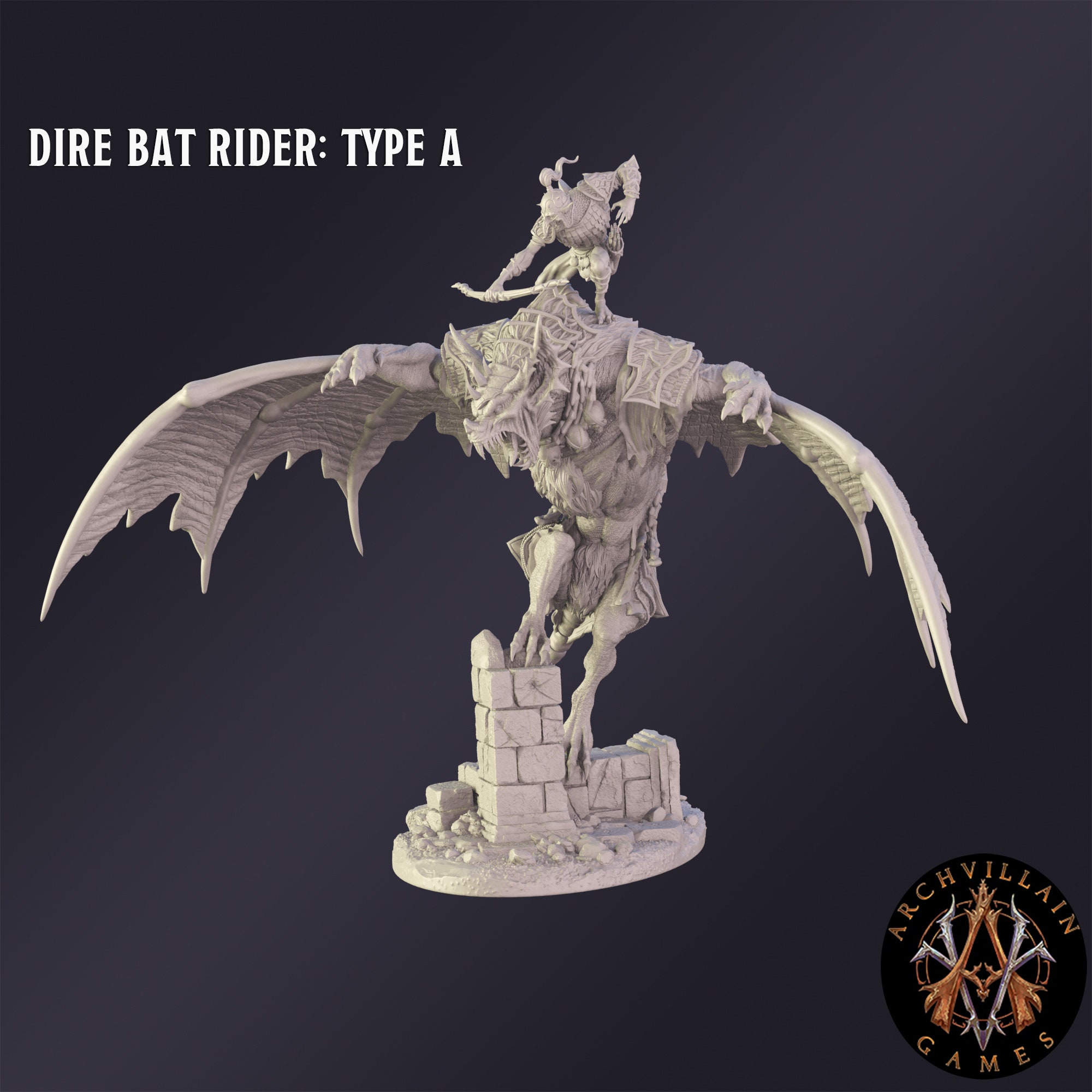Dnd Miniature Dire Bat Rider Miniature for Dungeons and Dragons ...