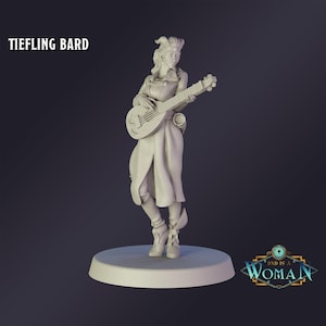 DnD Miniature Tiefling Bard miniature for Dungeons and Dragons tabletop RPG Wargaming miniature from DnD is a Woman