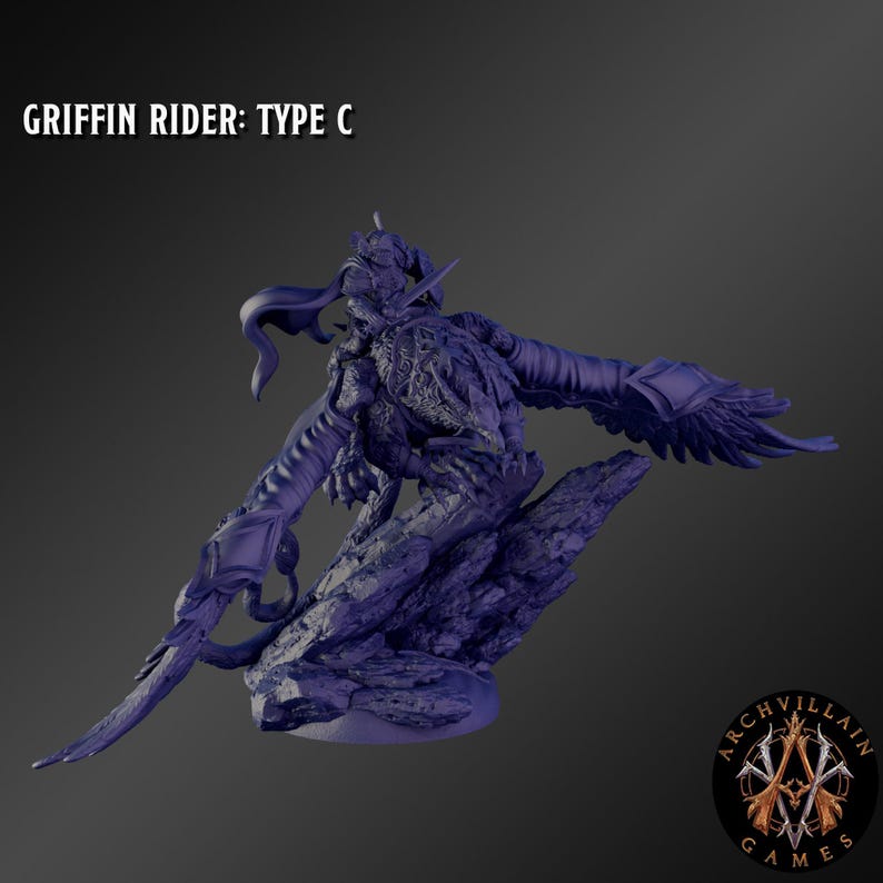 Griffin Rinder Dnd Miniature Griffin Rider Miniature for Dungeons and Dragons Tabletop ...