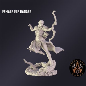 DnD Miniature Female Elf Ranger  miniature for Dungeons and Dragons tabletop RPG Wargaming miniature from  Archvillain Games