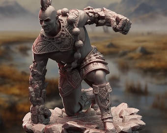 DnD Miniature Earth Genasi Fighter miniature for Dungeons and Dragons tabletop RPG Wargaming miniature from DM Stash
