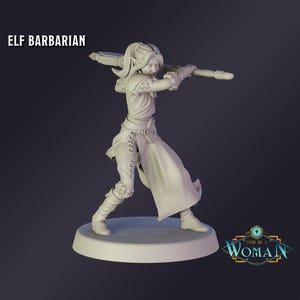 DnD Miniature Elf Barbarian miniature for Dungeons and Dragons tabletop RPG Wargaming miniature from DnD is a Woman