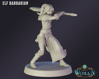 Elf Barbarian Premium Tabletop Game miniature from DnD is a Woman, Dungeons and Dragons, Pathfinder