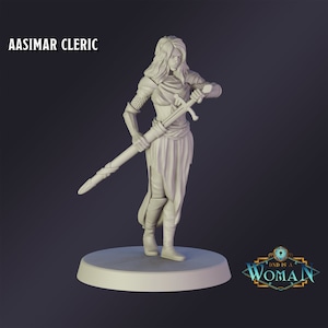 DnD Miniature Aasimar Cleric miniature for Dungeons and Dragons tabletop RPG Wargaming miniature from DnD is a Woman