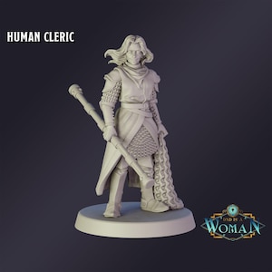 Miniatura DnD Clérigo Humano em miniatura para RPG de mesa Dungeons and Dragons Miniatura de Wargaming de DnD é uma mulher