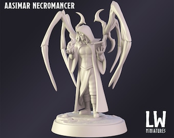 Aasimar Necromancer Premium Tabletop Game miniature from Lost World Miniatures, Dungeons and Dragons, Pathfinder