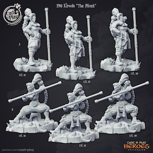 DnD Miniature Half Orc Monk miniature for Dungeons and Dragons tabletop RPG Wargaming miniature from Cast N Play