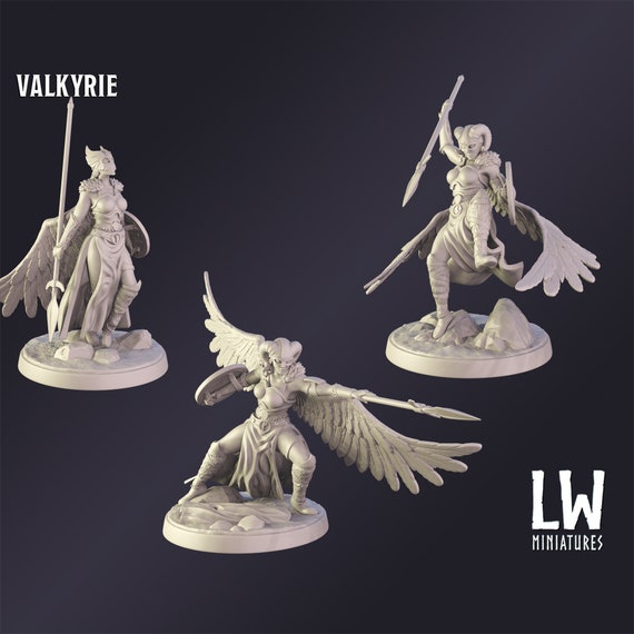 3D Printable Valkyrie Miniature Supported- Pose C - 3D Printable 3D print  model by Lost World Miniatures