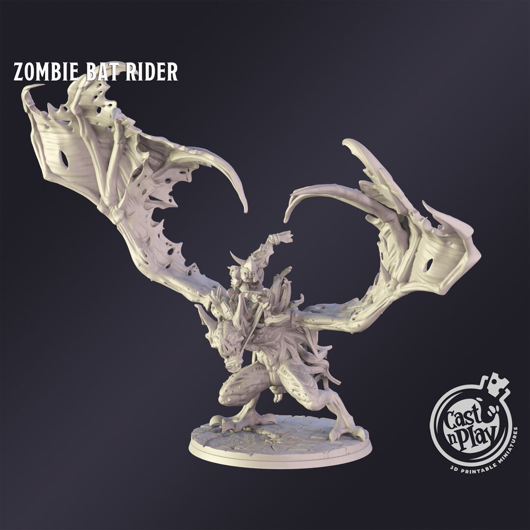 Dnd Miniature Zombie Bat Rider Miniature for Dungeons and Dragons ...