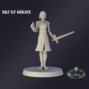 DnD Miniature Half Elf Warlock miniature for Dungeons and Dragons tabletop RPG Wargaming miniature from DnD is a Woman