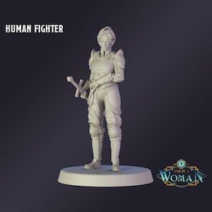 DnD Miniature Human Fighter miniature for Dungeons and Dragons tabletop RPG Wargaming miniature from DnD is a Woman