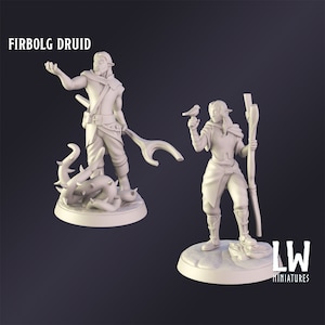 Miniatura del druido Firbolg in miniatura DnD per Dungeons and Dragons, gioco di ruolo da tavolo, miniatura da wargame di Lost World Miniatures