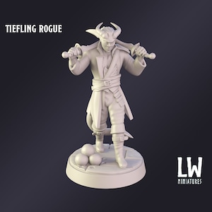 Miniature D&D Tiefling Rogue pour Donjons et Dragons RPG Wargaming de table miniature de Lost World Miniatures