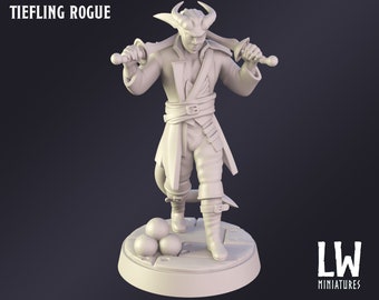 DnD Miniature Tiefling Rogue miniature for Dungeons and Dragons tabletop RPG Wargaming miniature from Lost World Miniatures