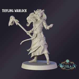 DnD Miniature Tiefling Warlock miniature for Dungeons and Dragons tabletop RPG Wargaming miniature from DnD is a Woman
