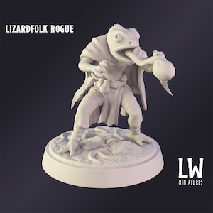 DnD Miniature Lizardfolk Rogue miniature for Dungeons and Dragons tabletop RPG Wargaming miniature from Lost World Miniatures