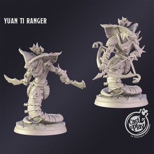 DnD Miniature Yuan Ti Ranger miniature for Dungeons and Dragons tabletop RPG Wargaming miniature from Cast N Play
