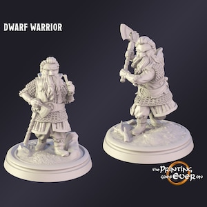 DnD Miniature Dwarf Warrior miniature for Dungeons and Dragons tabletop RPG Wargaming miniature from The Printing Goes Ever On