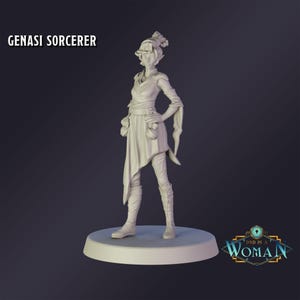 DnD Miniature Genasi Sorcerer miniature for Dungeons and Dragons tabletop RPG Wargaming miniature from DnD is a Woman