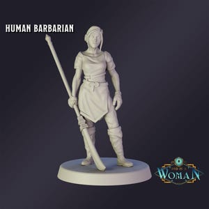 Miniatura DnD Humano Bárbaro miniatura para Dungeons and Dragons RPG de mesa Wargaming miniatura de DnD é uma mulher